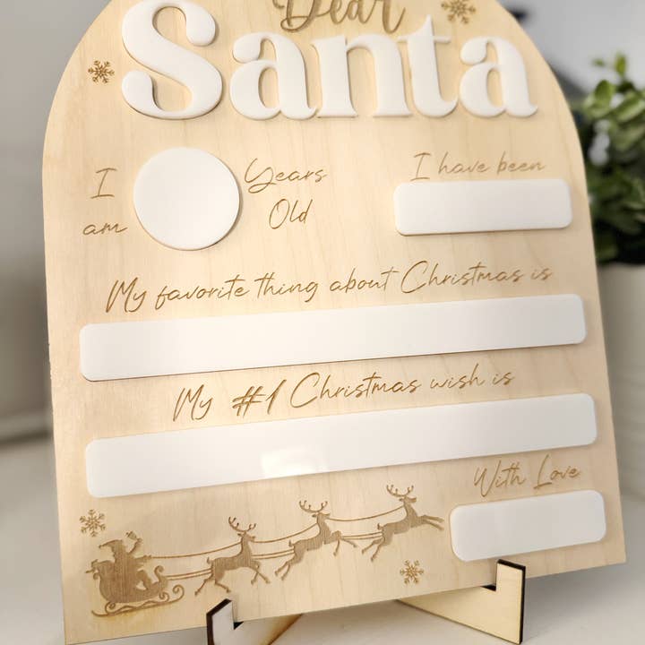 The Wood Shack Gift Co - Wholesale Christmas Decoration - Kids & Baby - Dear Santa Sign - Dry Erase Board Photo Prop for Kids1