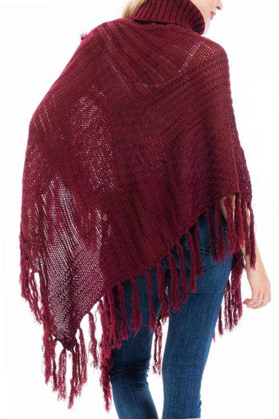 Cap Zone - Vente Poncho – femme - Poncho col roulé de luxe avec accent de fourrure1