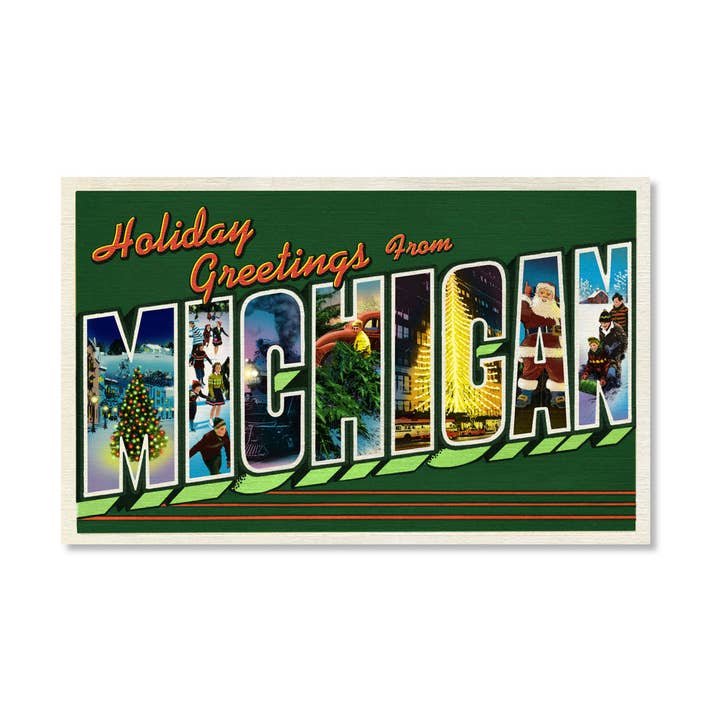 Large Letter Michigan Holiday Cards for wholesale by Peninsulas