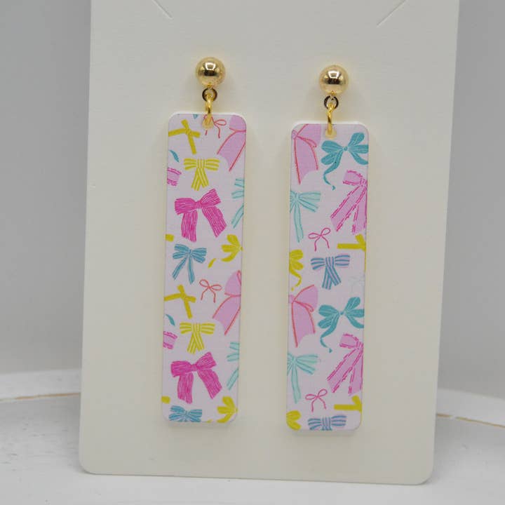 Coquette Bows Earrings, Colorful Earrings, Acrylic Earrings for wholesale by The Adorned Fox