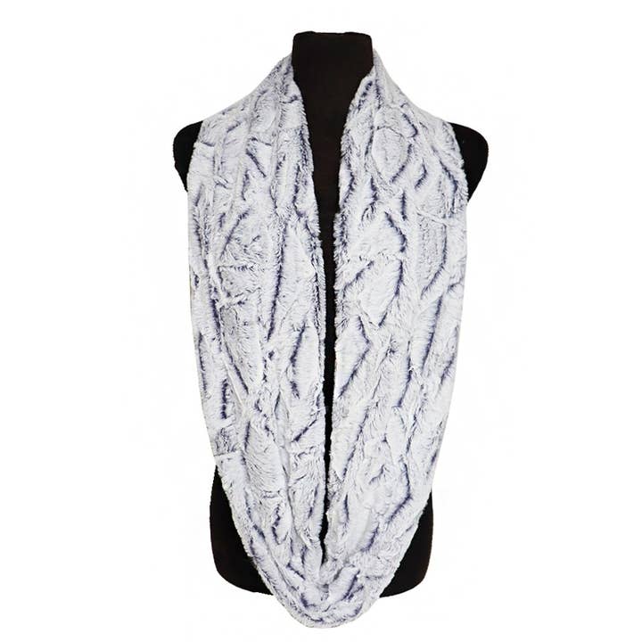 Cap Zone - Wholesale Scarf - Women's - Geometric Pattern Embossed Soft Faux Fur Infinity Scarves