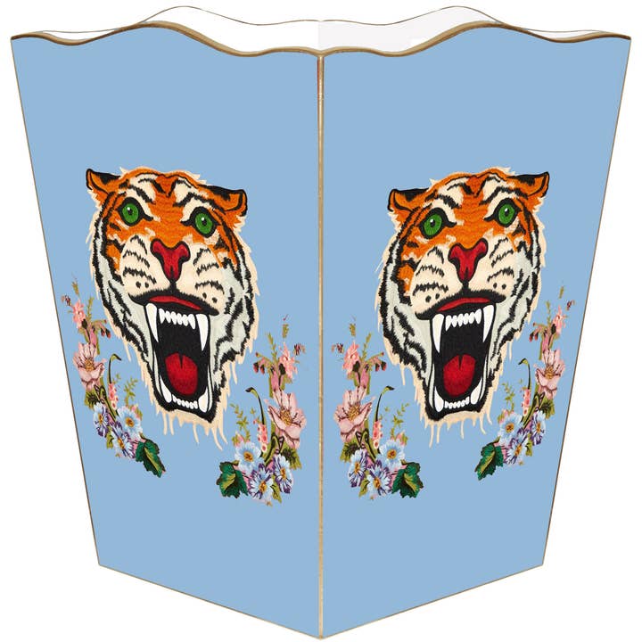 Marye-Kelley - Wholesale Prullenbak/vuilnisbak - Tijger op roze en blauwe prullenmand2