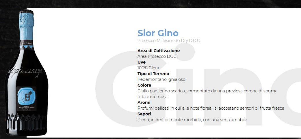 Metina SAS - Wholesale Champagne/Sparkling Wine - Sior Gino Prosecco Millesimato Dry Vineyeards V8+ 75 cl.1
