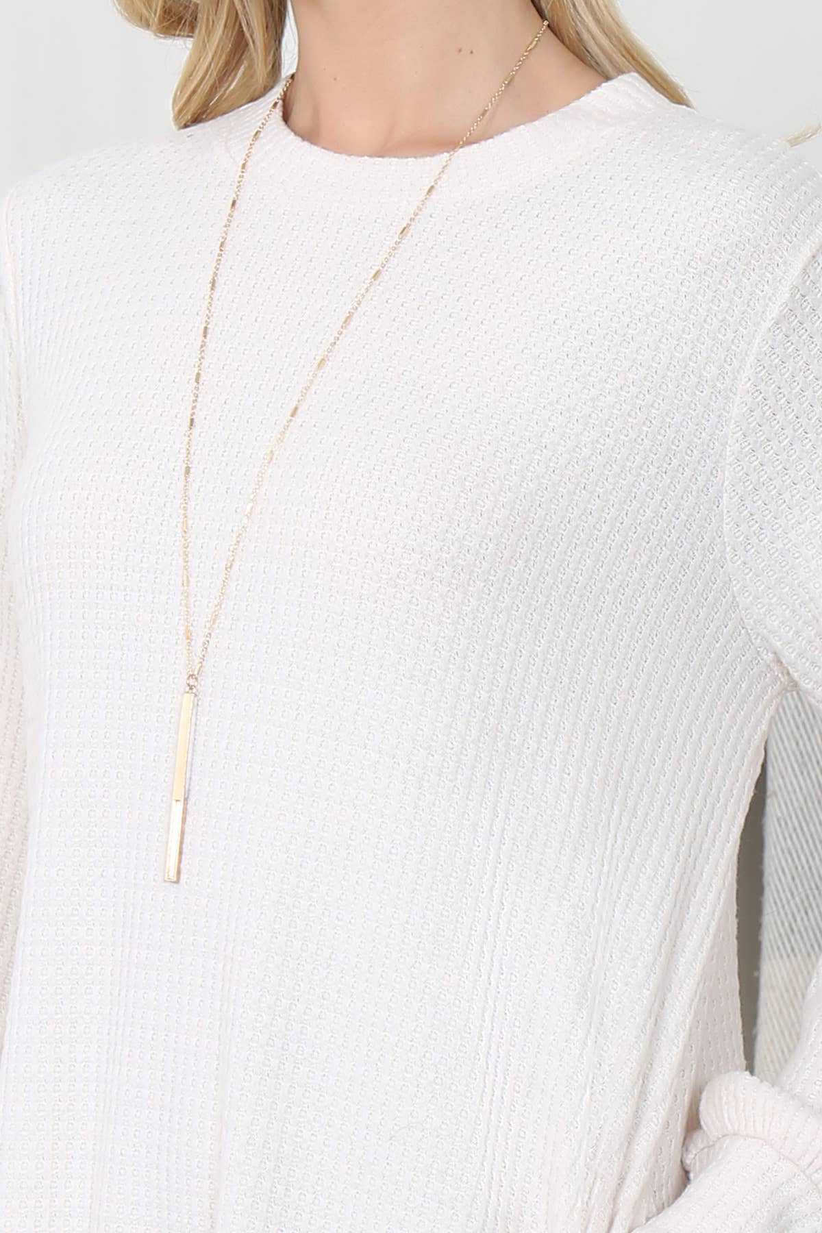 You & Me - Wholesale Dress - Women's - YMD10051V-BRUSHED WAFFLE BUBBLE SLEEVE POCKET DRESS15