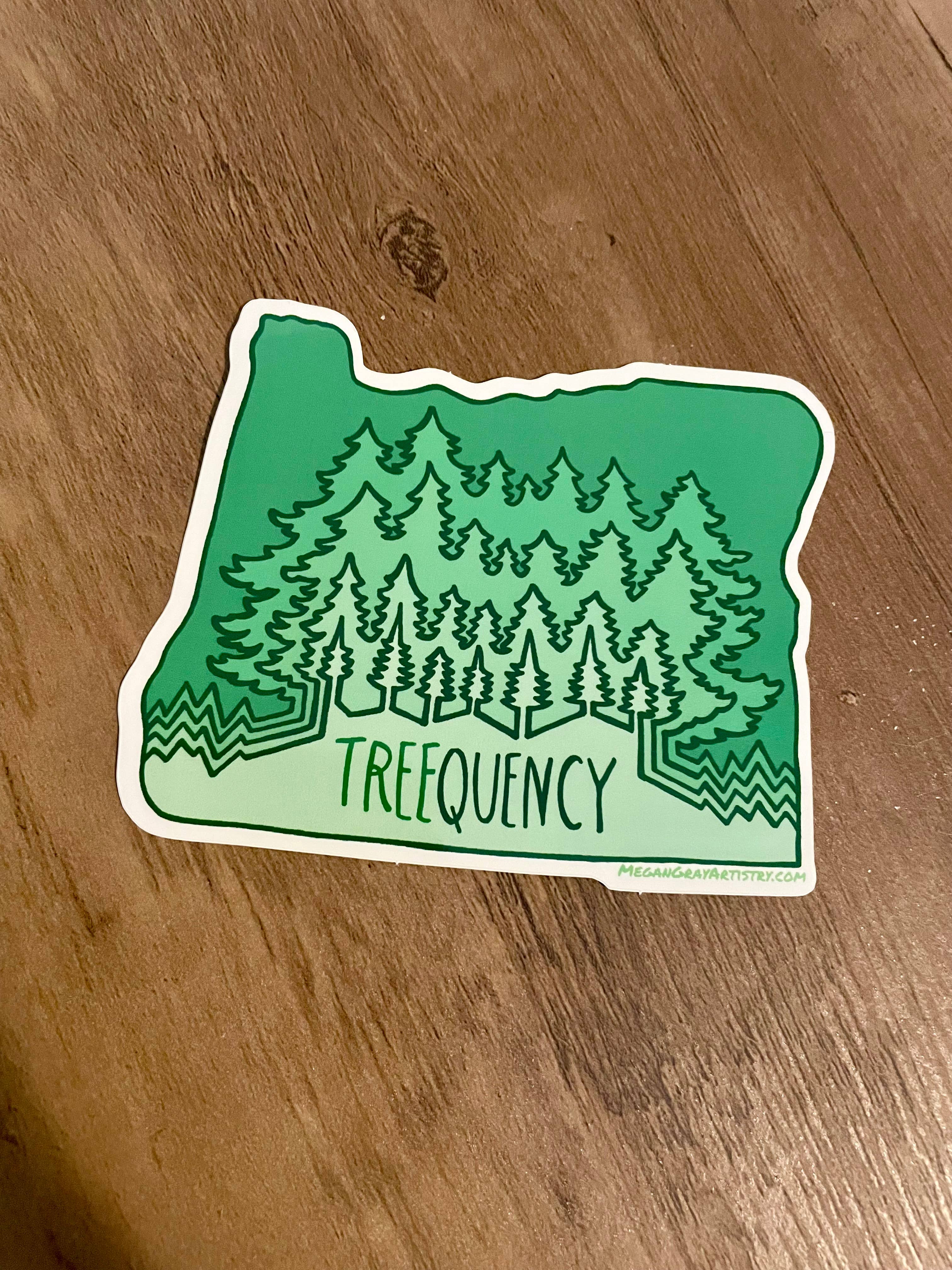 Megan Gray Art - Wholesale Sticker - Oregon 'Treequency' Sticker  1