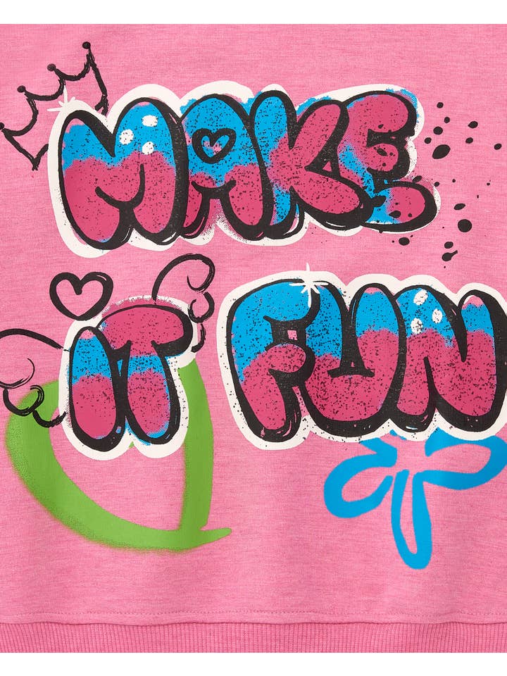tuc tuc - Venta al por mayor Sudadera - Niños - Sudadera rosa con estampado grafiti para niña