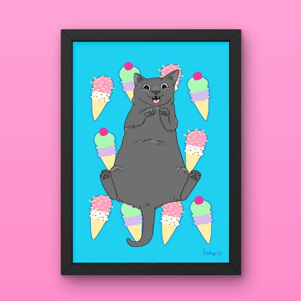 Ice Cream Cat Print pour la vente par Kestrop Studio