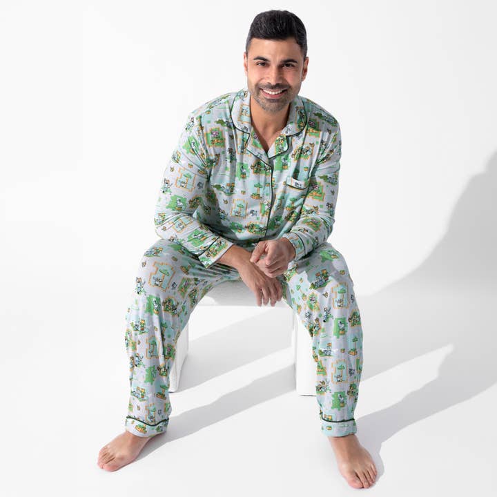 Bellabu Bear - Wholesale Sleepwear Set - Men's - Minecraft Overworld Dreams Bamboo Men's Pajama Set1