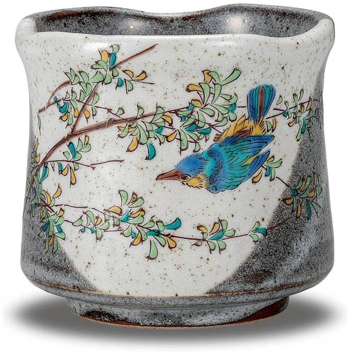 TheKutaniAtelier - Wholesale Coffee Mug - Kutani Ware Yunomi: Kingfisher Design - Japanese Tea Cup0