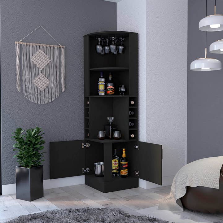 Black Wengue Kava Beijing Corner Bar Cabinet for wholesale on Faire1