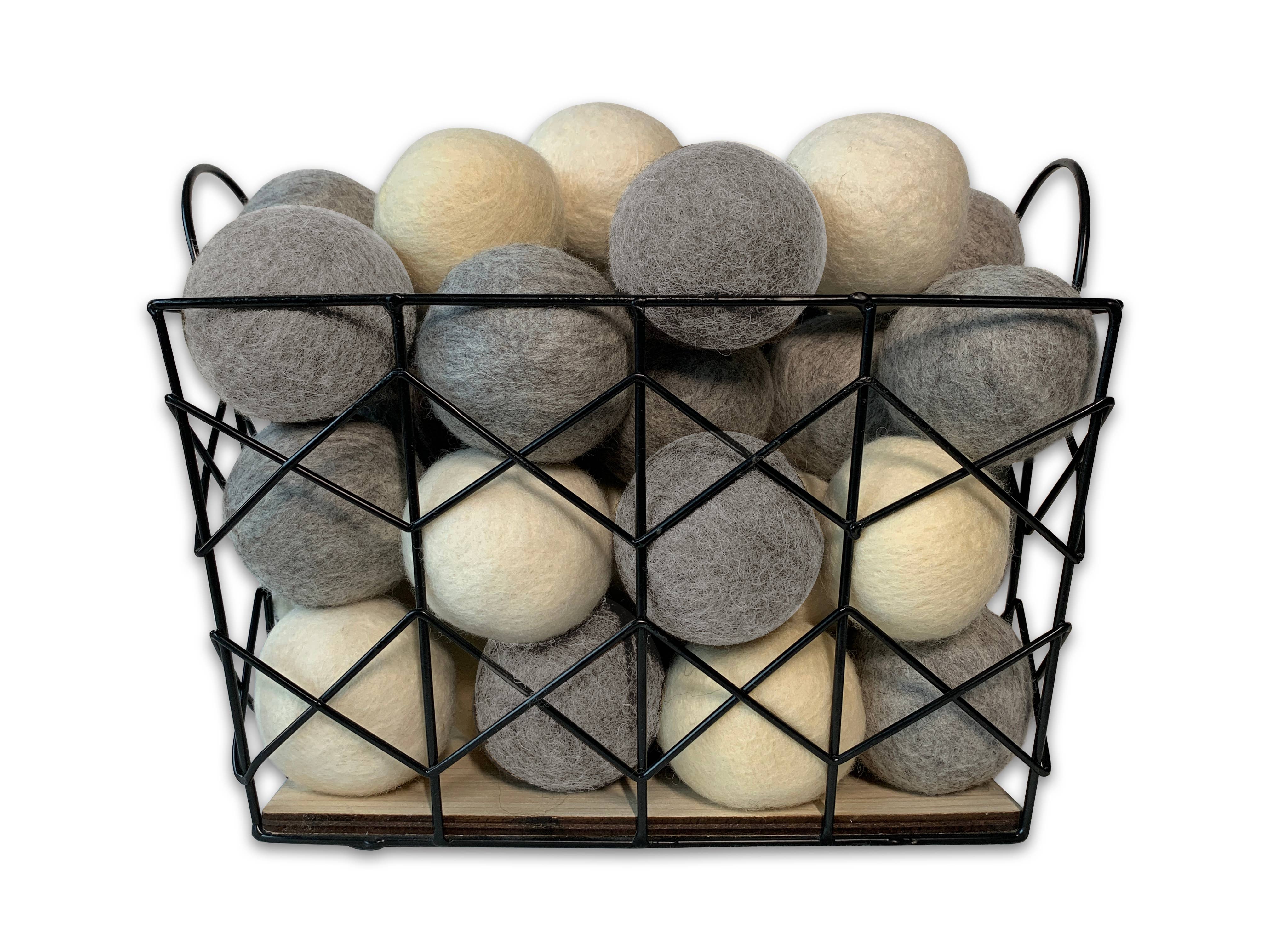 Moss Creek Wool Works | Wool Dryer Balls - Wholesale Dryer balls - "Zero Waste" Starter Set | 75 Balls | Wire Basket | Lamb Toy2