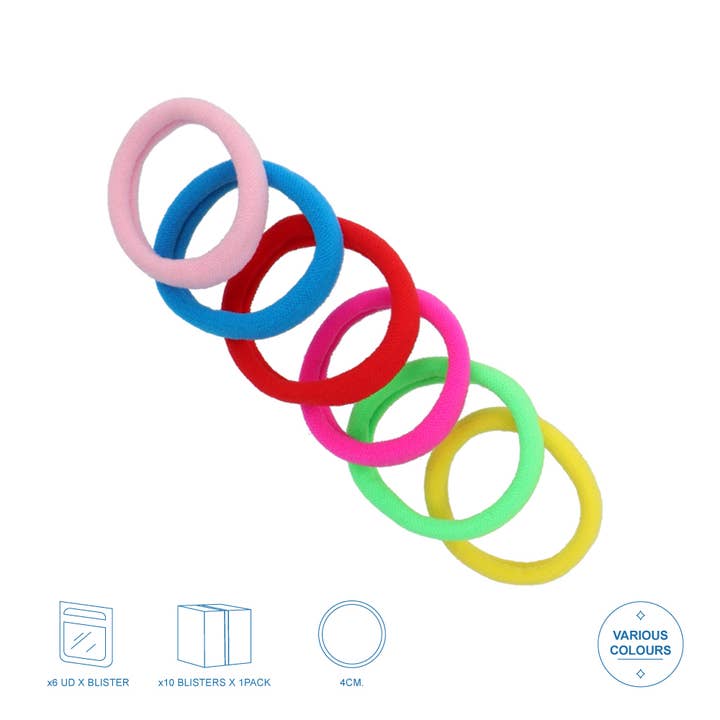 IKILIFE S.L - Wholesale Hair Tie - Pack 6 Hair Bands - Acrylic - Various Colours2
