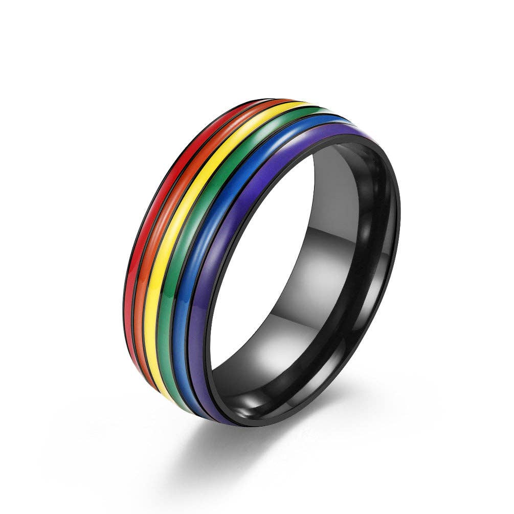 Perimade & Co. LLC - Wholesale Band/Stacked Ring - Rainbow LGBTQ Pride Stacked Band Ring in Stainless Steel2