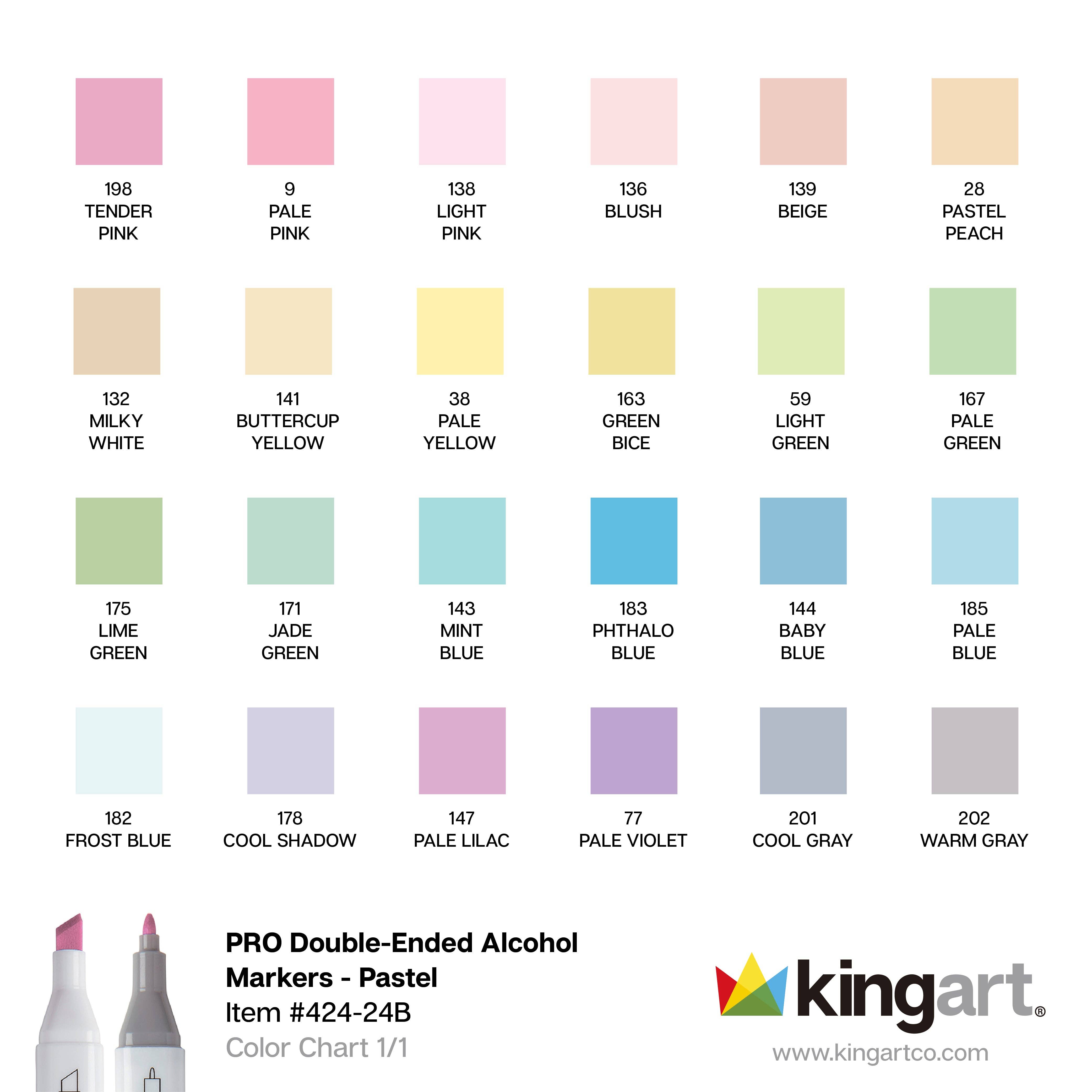 KINGART - Wholesale Marker - Double-Ended Alcohol Markers - 24 Pastel Colors3