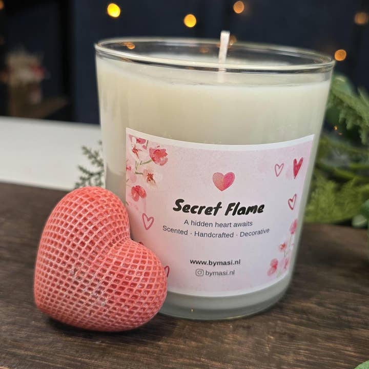 Secret Hidden Red Heart in White Soy Wax Glass for wholesale by ByMasi