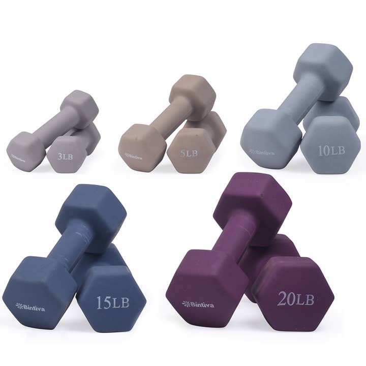 Bintiva - Wholesale Fitness Equipment - Sets: Neoprene Hexagon shaped dumbbells - Earth Tones2