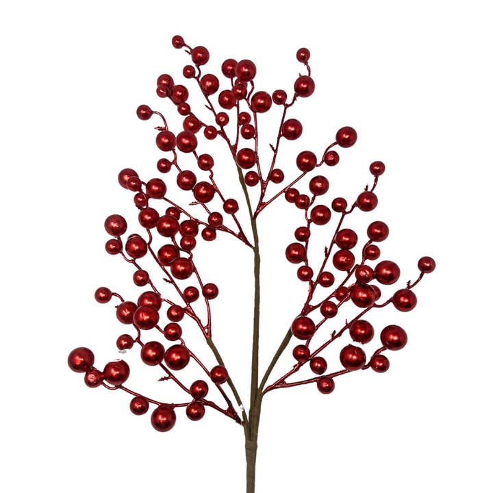 David Christopher's Collection - Wholesale Christmas Decoration - Metallic Berry Spray - Red 36”0