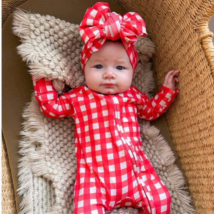 ROTER SAMT VALENTIN ~ BAMBUS ZIPPIE für den Großhandel von Tyed ‘N Knots