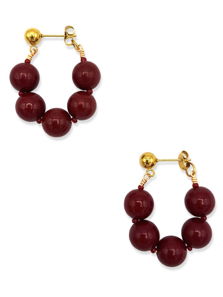 Pendientes Deep Red Classic para venta al por mayor de BLOSS Jewelry