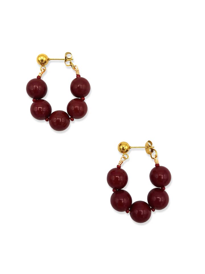 Pendientes Deep Red Classic para venta al por mayor de BLOSS Jewelry