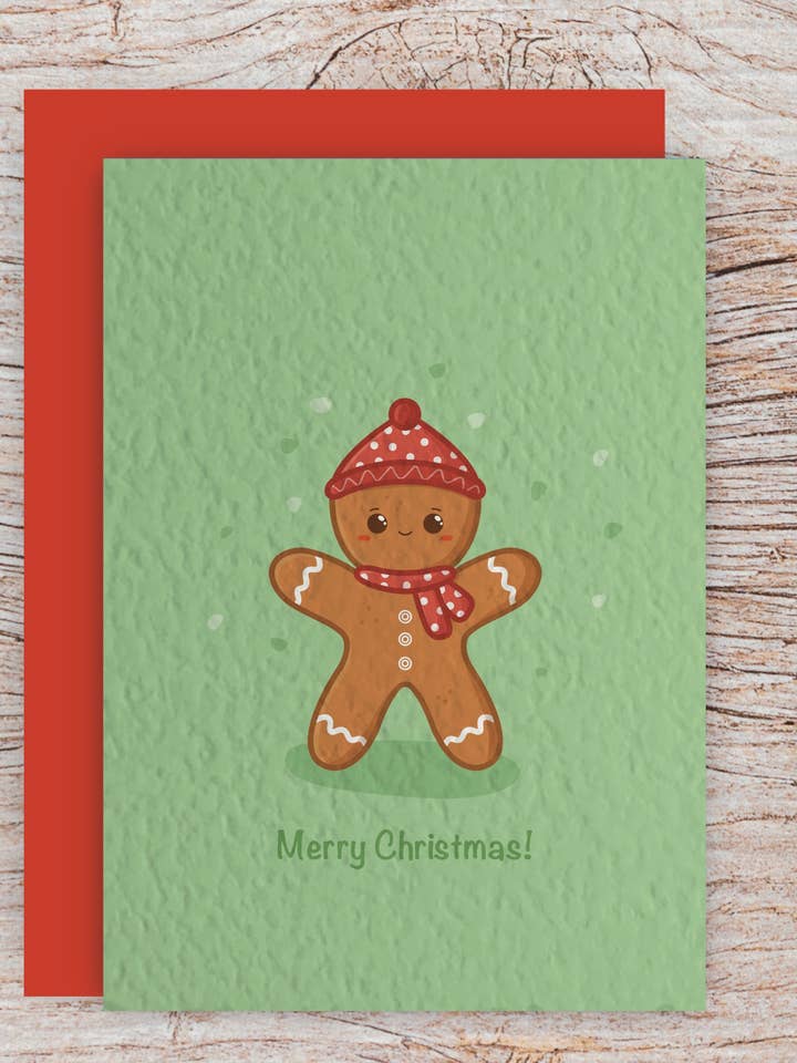 Gingerbread man recycled christmas card for wholesale by KimspirationCrafts