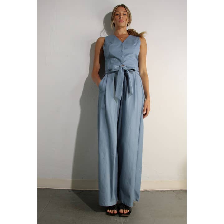 BLUE HAZE COTTON VEST AND PANTS SET for wholesale on Faire6