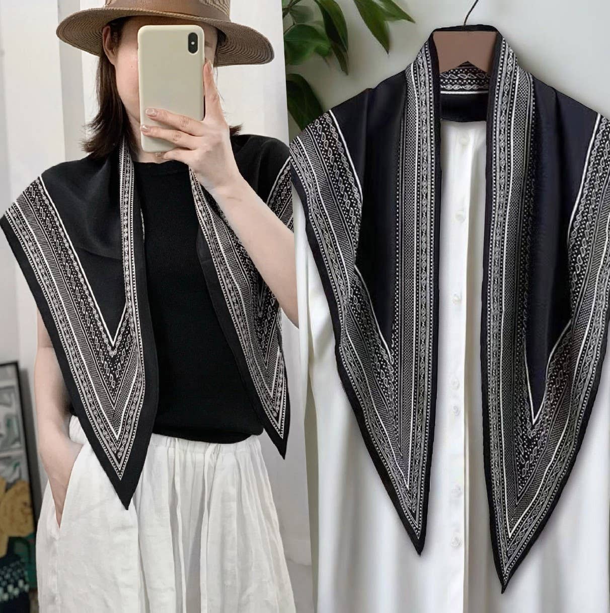 JC Sunny Fashion – wholesale Scarf – Women's – JC023328T Printed Triangle Scarf – Bandana Style Wrap / Shawl17