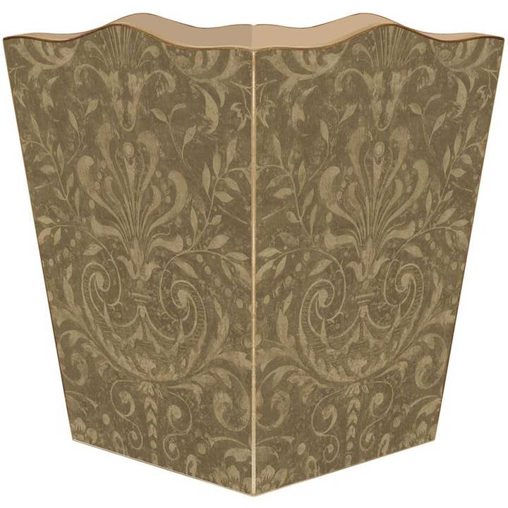 WB361 Papierkorb aus Damast, Taupe für den Großhandel von Marye-Kelley