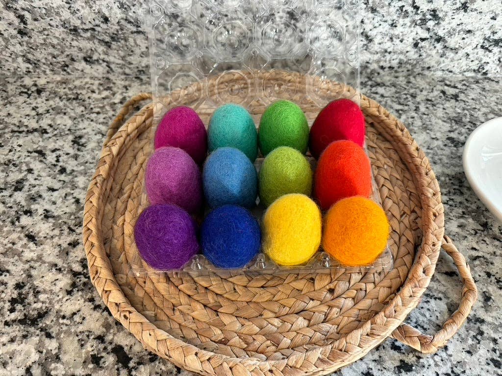 Wildflower by hu hands - Wholesale Toy set – Kids - (12) Sorting 100% Wool Felt Eggs - Rainbow Party2