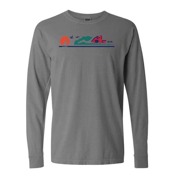 License Plate Long Sleeve Tee. Gray. for wholesale by Up North Boutique