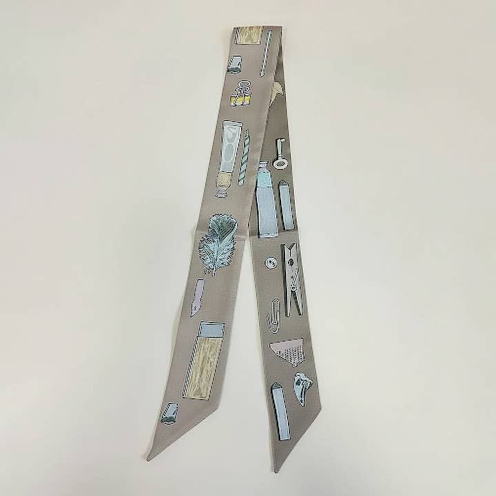 Sensibling Corp. - Wholesale Scarf - Women's - Art Inspired Pattern Printed Twilly Skinny Scarf5