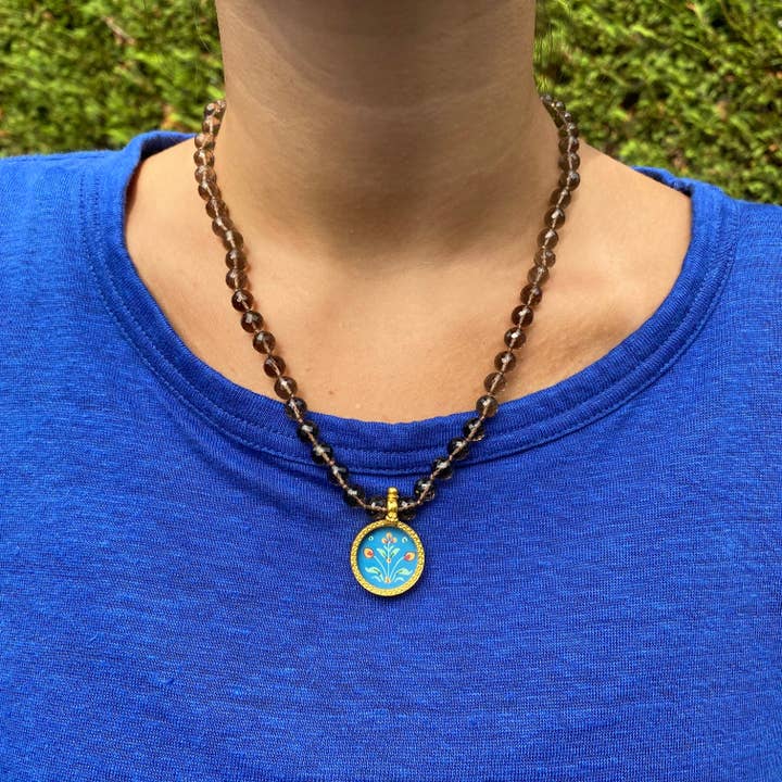 Jen Stock Mindful Designs - Wholesale Pendant/Charm Necklace - Block Print Beaded Necklaces25