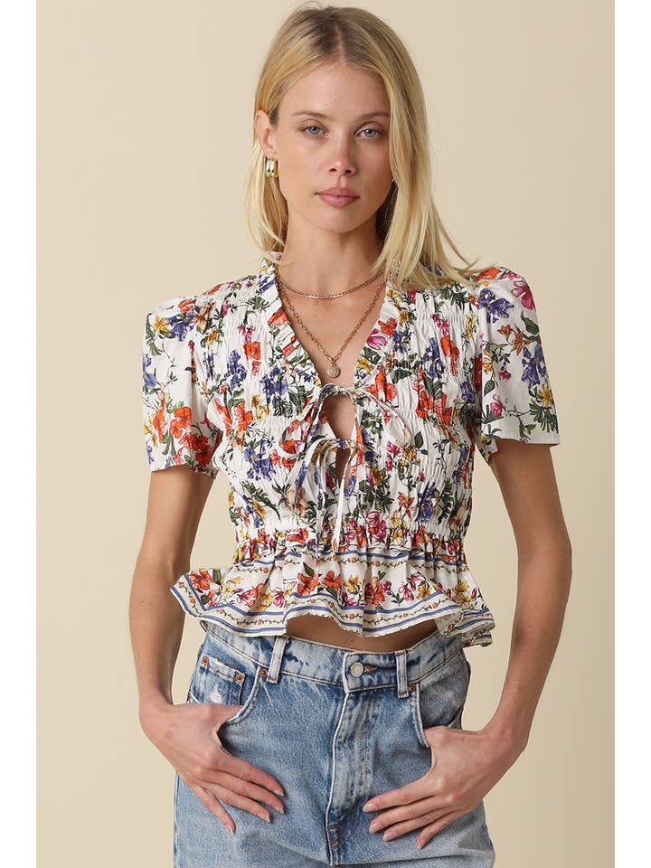 Arely Floral Smocked Top for wholesale on Faire