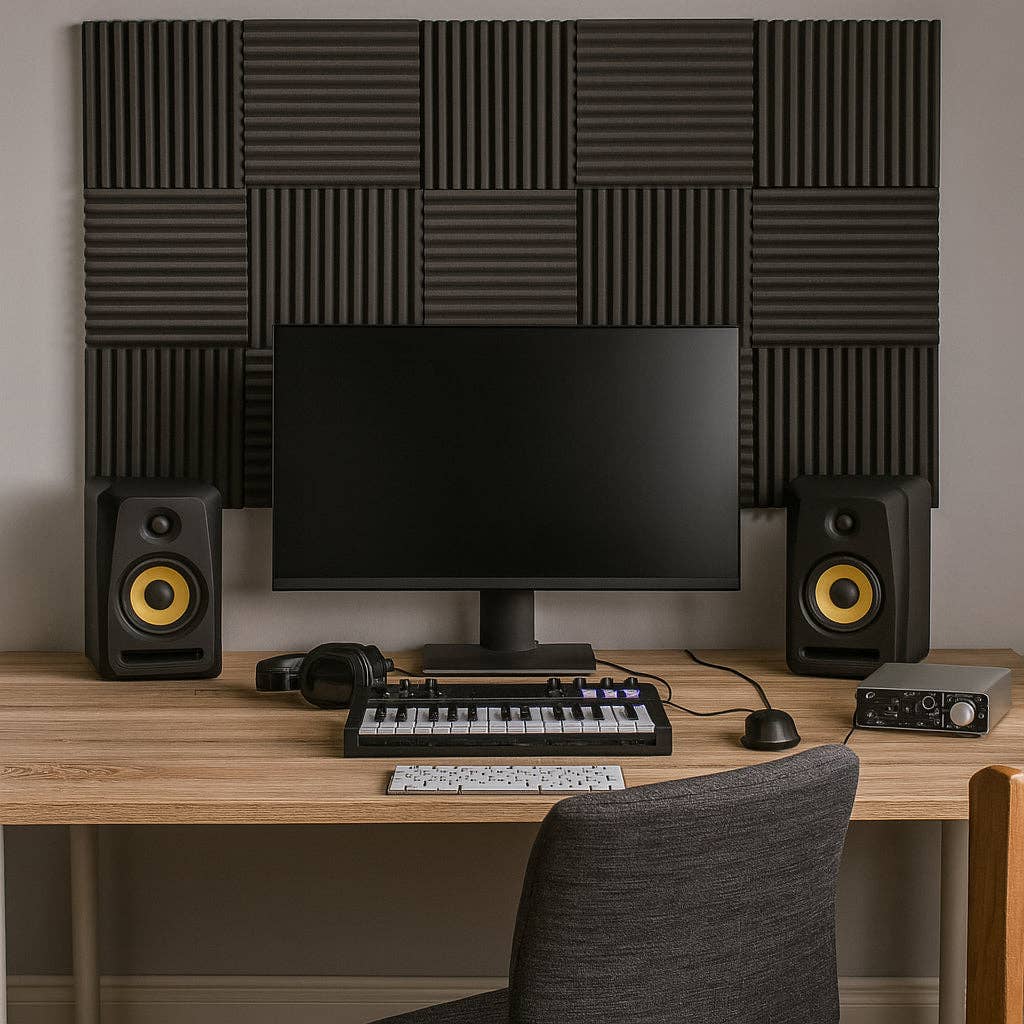 Rinkit Ltd - Wholesale Wall Accent - Square Foam Acoustic Panels - 2.5 x 30 x 30cm - Black - Pack of 121