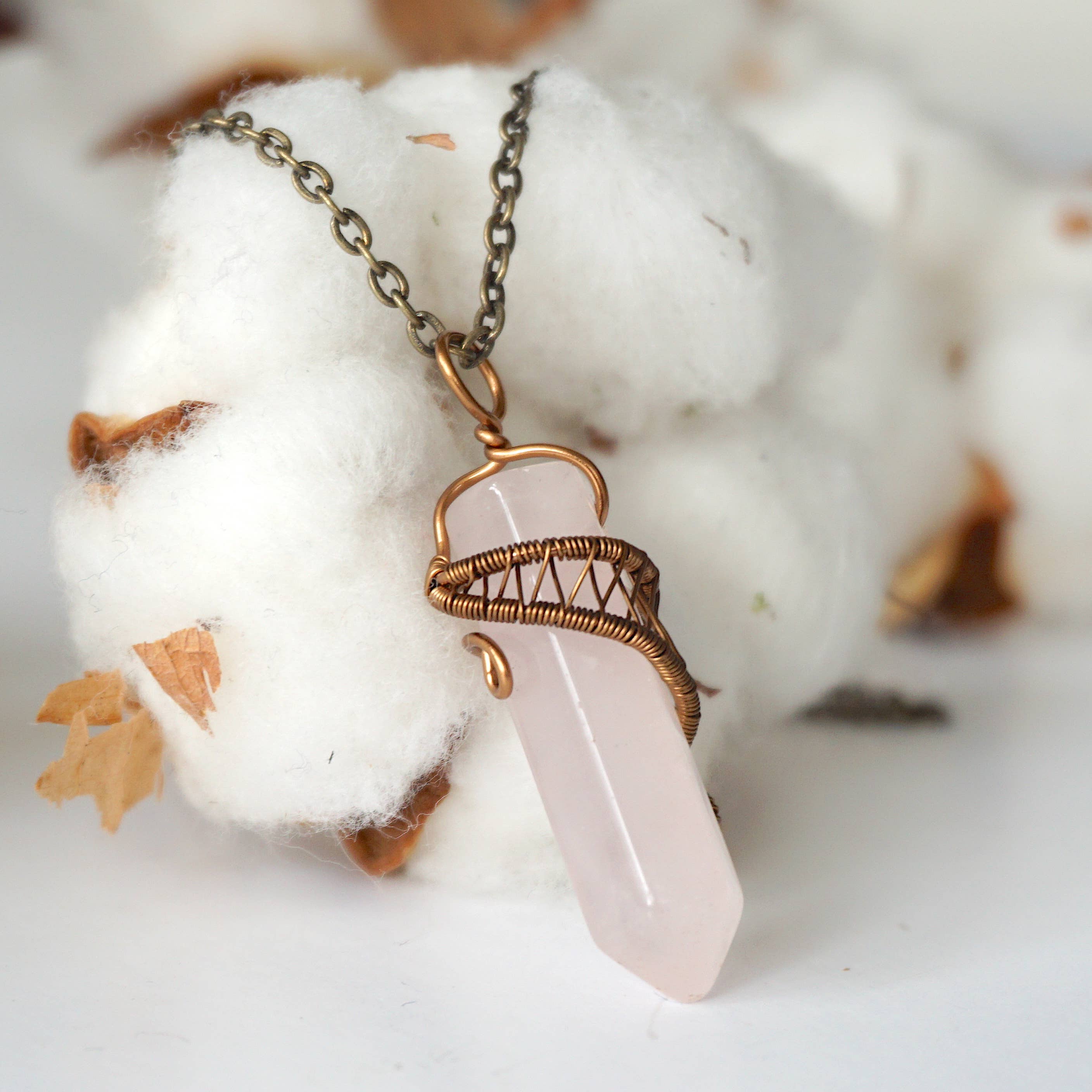 Raw Stone Elegance - Wholesale Pendant/Charm Necklace - Pink Rose Quartz Crystal Point Necklace, Valentines Day Gift5