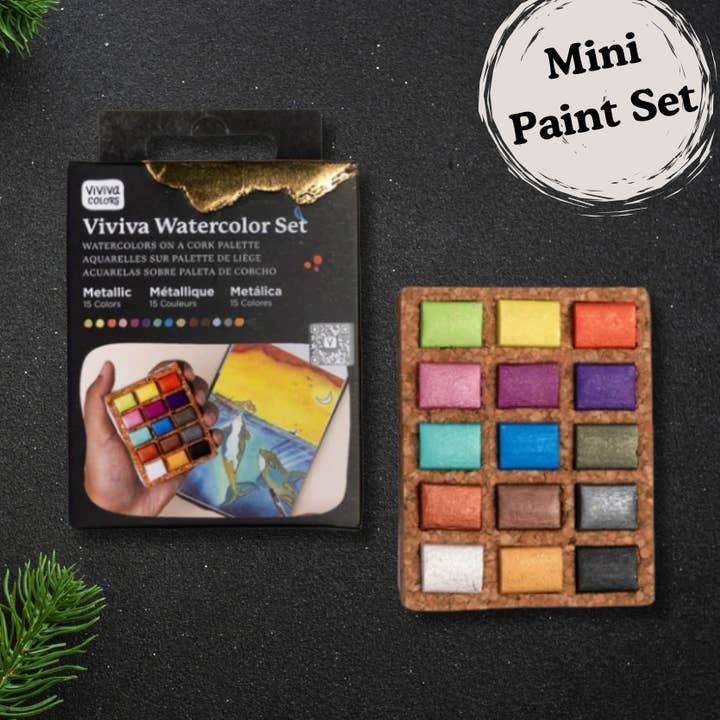 Watercolor Pans - Metallic 15 Colors (Pack of 5) Nano Pallet for wholesale by Viviva Colors