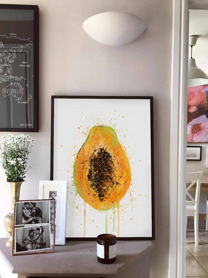 Papaya Frugt Wall Art Print for engroshandel hos We Love Prints