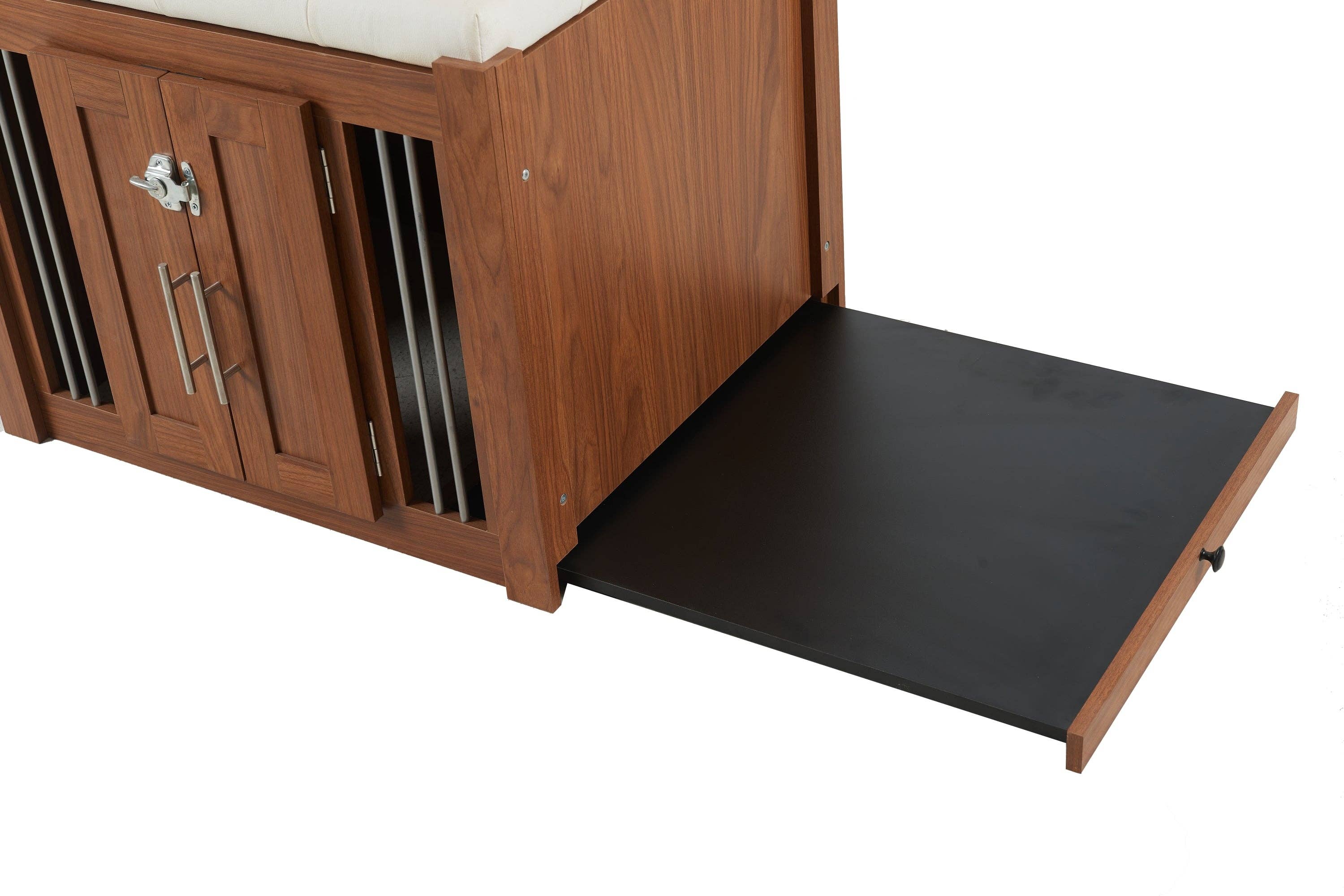 39F Inc. - Wholesale Ottoman - 2-in-1 Dog Crate & End Bench with Padded Seat, Walnut23