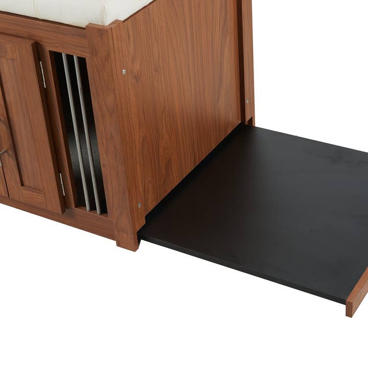 39F Inc. - Wholesale Ottoman - 2-in-1 Dog Crate & End Bench with Padded Seat, Walnut23