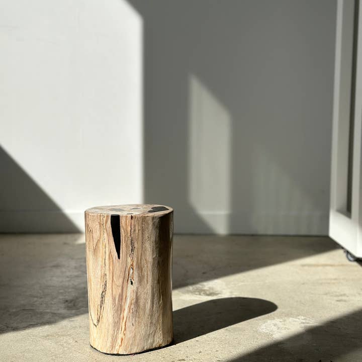 Office Objets - Wholesale Bijzettafel - Bijzettafel van versteend hout wit met zwarte vlekken H:27,5 D:18