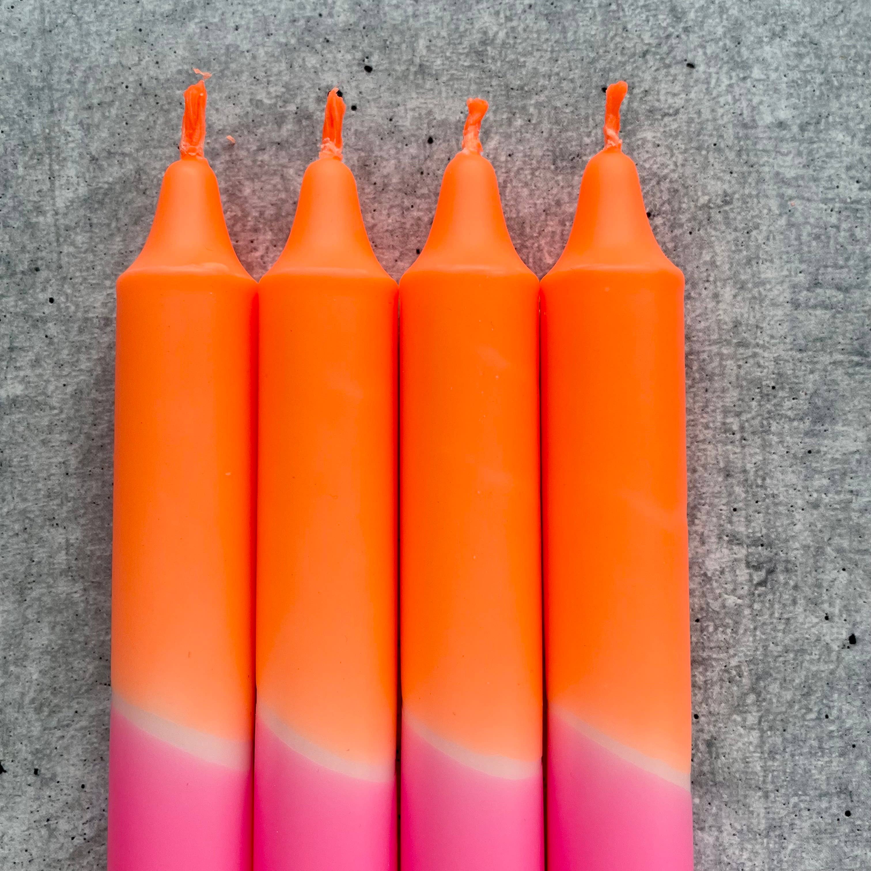 Wolkenreich - Wholesale Tapered Candle/Candlestick - Dip dye candles | neon pink-neon orange | set of 41