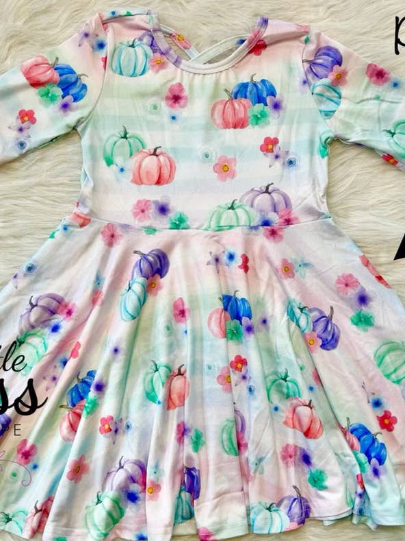 Pastel Pumpkin Dress Twirly Dress for wholesale by Little dress shoppe