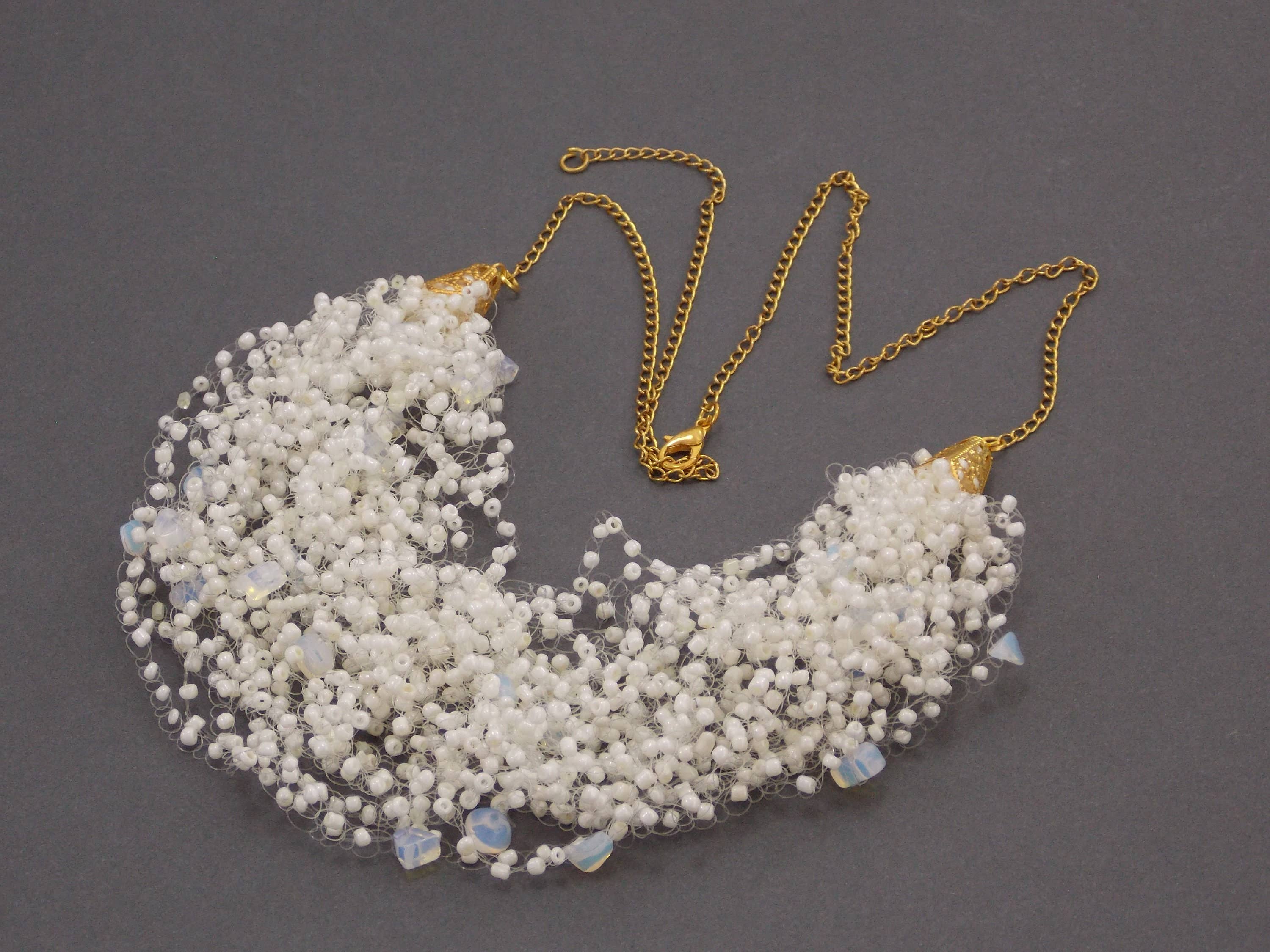 Ninolia - Vendita all'ingrosso Collane di perline/perle - Collana di pietra di luna con perline di pietre preziose di luna e perla beige regalo di San Valentino per fidanzata elegante stratificazione delicata lunghezza personalizzata6