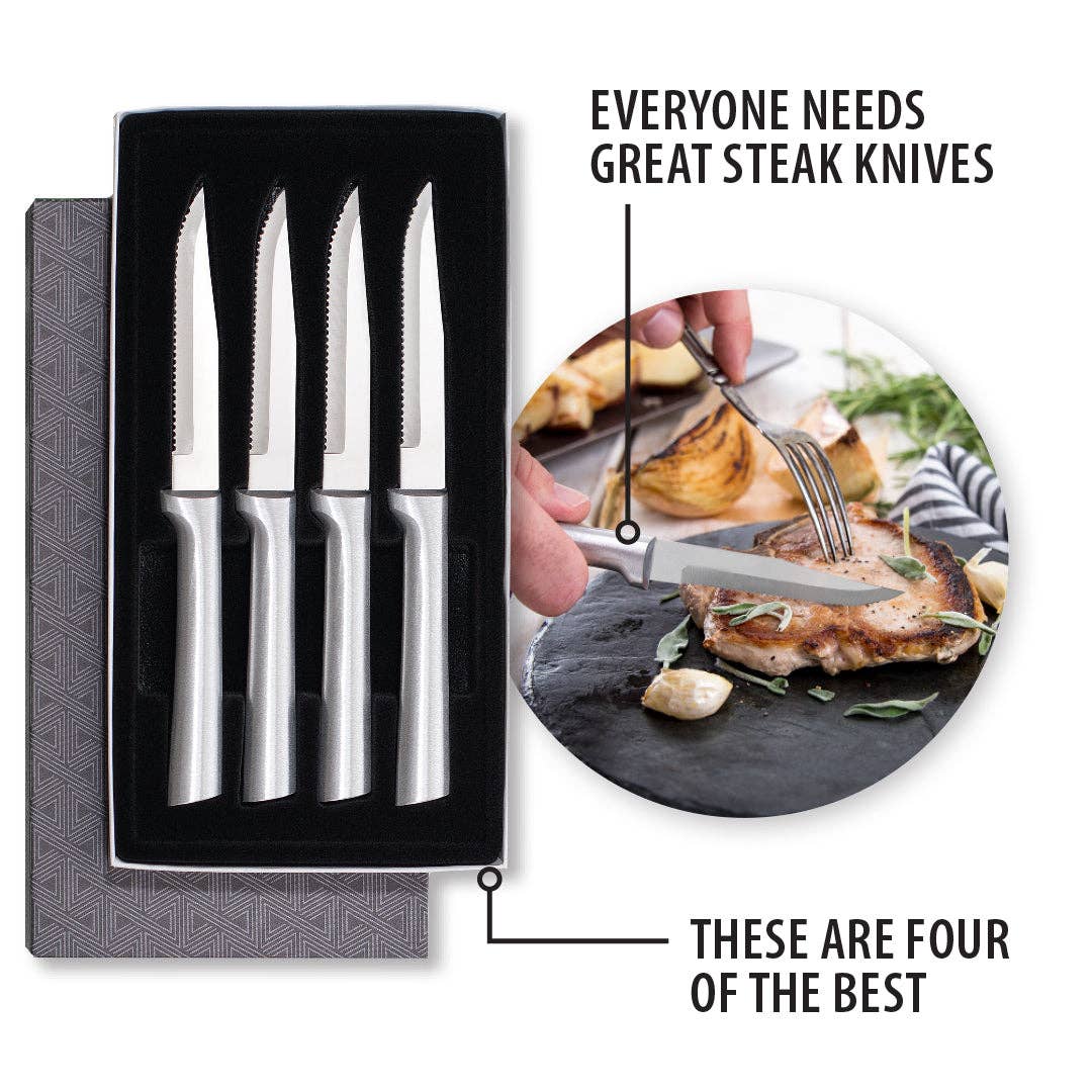 Rada Cutlery - Wholesale Knife Set - Silver Four Serrated Steak Knives Gift Set1