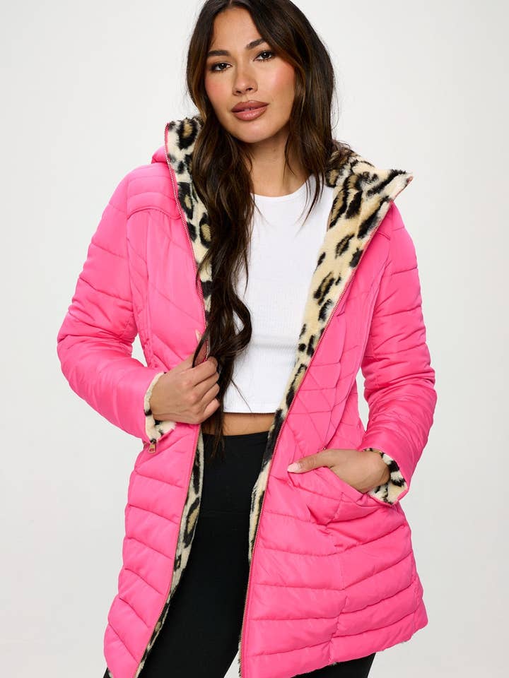 QB451R2: Wild Reversible Vegan Luxe Puffer for wholesale by Coalition Apparel Inc
