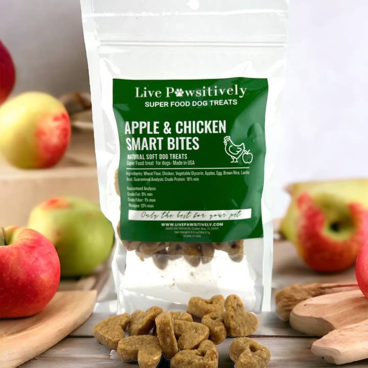 Live Pawsitive - Vente Friandises – chien - Bouchées intelligentes aux pommes et au poulet, friandises super alimentaires pour chiens4