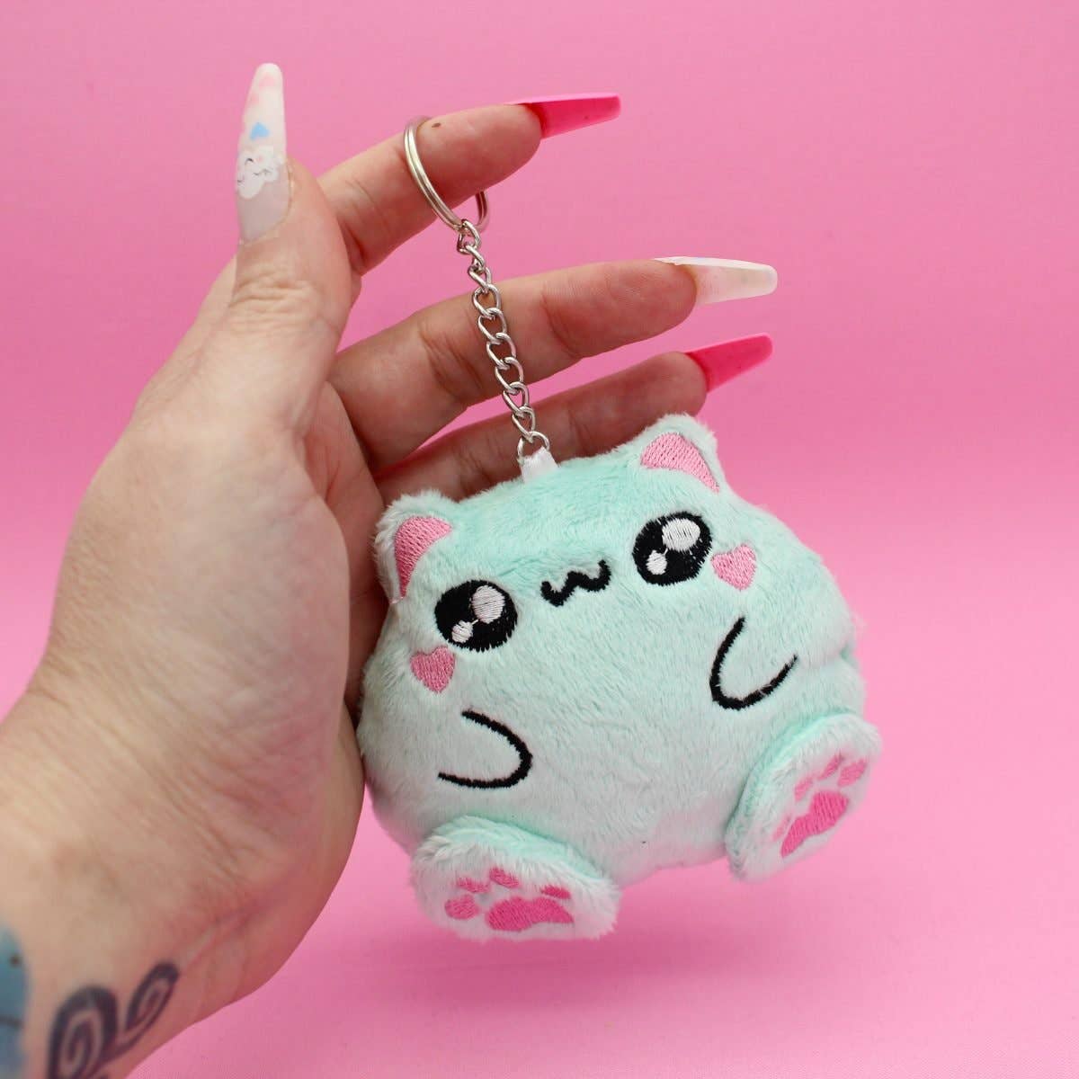 Kawaii Hair Candy – Engroshandel Nøglering - Dame – Kawaii fed kat nøglering – chibi plyskat taskevedhæng12