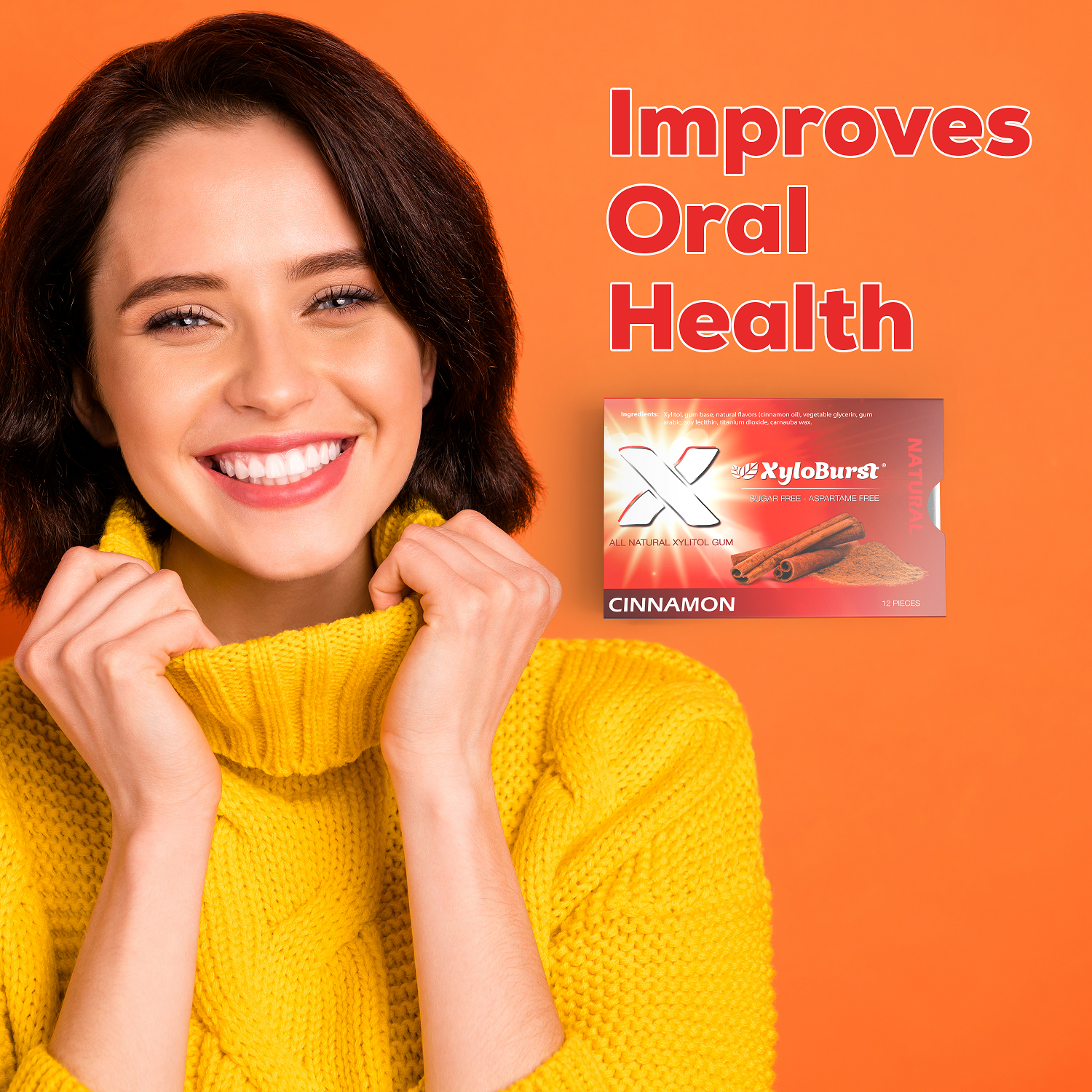 Focus Nutrition - Wholesale Chewing Gum - XyloBurst Cinnamon Gum Blister Pack (Tray of 12 Cards)6