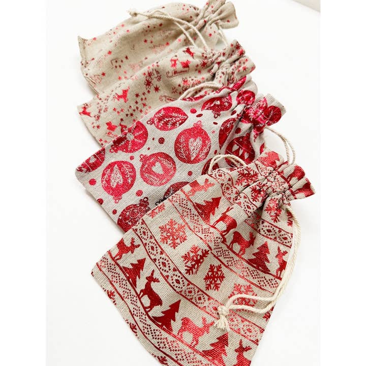 MIX COLOR Foil Printed Christmas Theme Drawstrings Bags for wholesale on Faire5