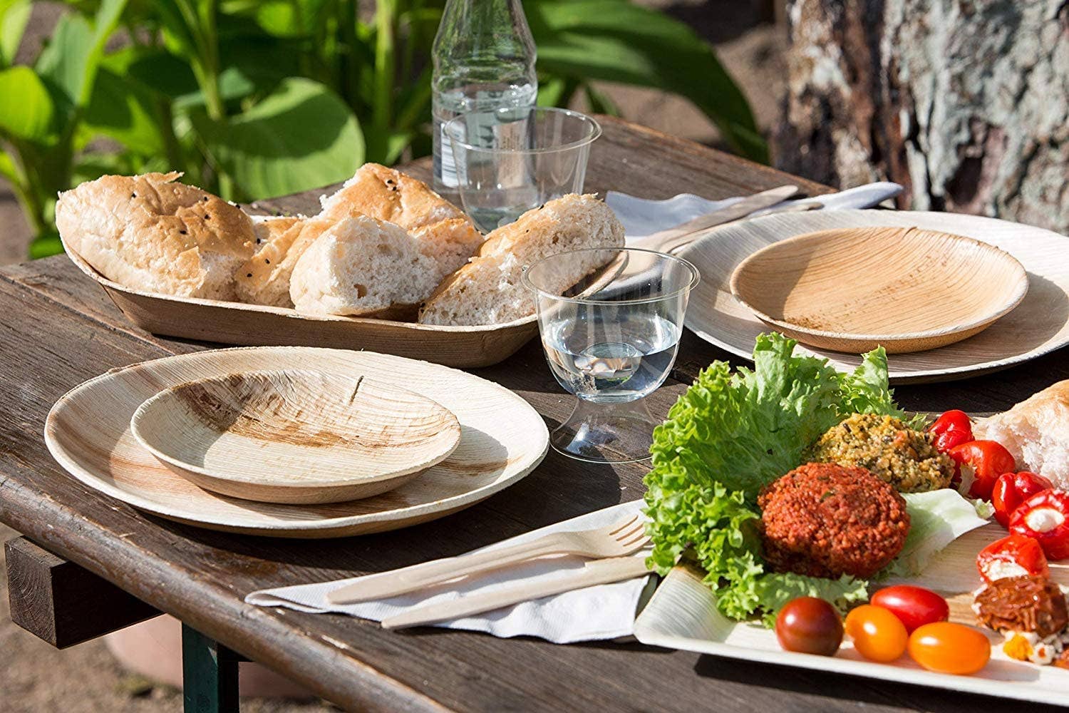 Charity Leaf - Vendita all'ingrosso Piatti monouso - Set da tavola rotondo con foglie di palma, 25,4 cm e 17,8 cm, confezione da 506